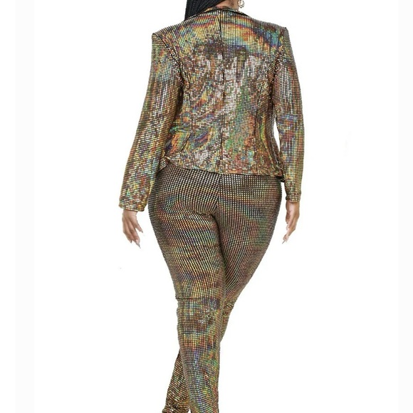 Plus Disco Gold Metallic 2 Piece Jacket Set - Picture 6 of 7